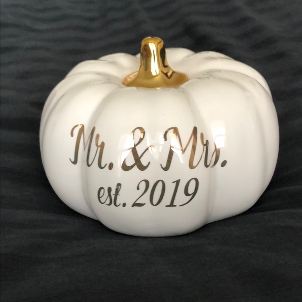 Ceramic Mr. & Mrs. White Pumpkin Decoration